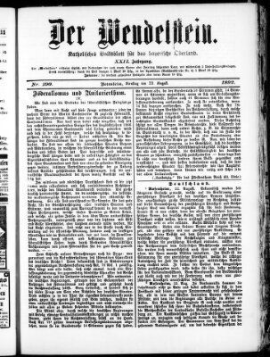 Wendelstein Dienstag 23. August 1892