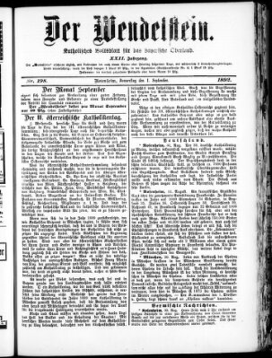 Wendelstein Donnerstag 1. September 1892