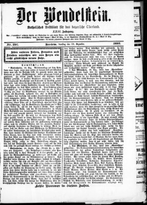 Wendelstein Samstag 31. Dezember 1892