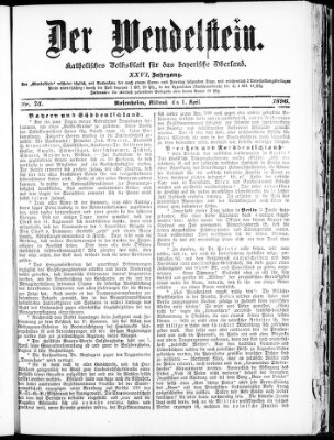 Wendelstein Mittwoch 1. April 1896