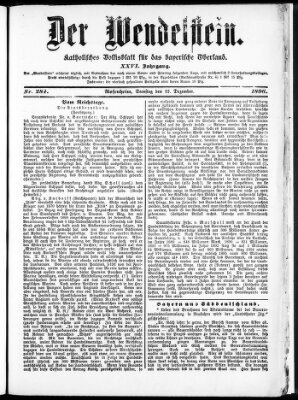 Wendelstein Samstag 12. Dezember 1896