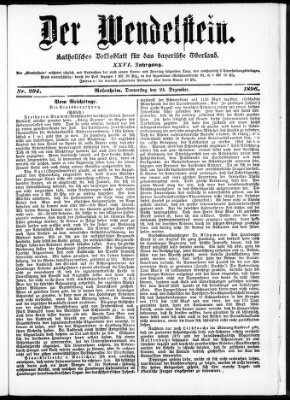 Wendelstein Donnerstag 24. Dezember 1896