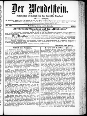 Wendelstein Freitag 30. September 1898