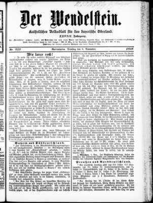 Wendelstein Dienstag 8. November 1898