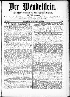 Wendelstein Freitag 2. Dezember 1898