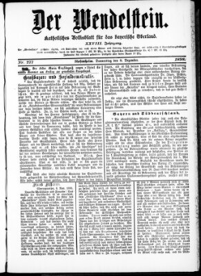 Wendelstein Donnerstag 8. Dezember 1898