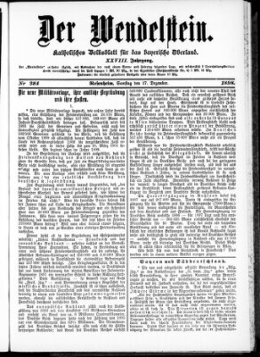 Wendelstein Samstag 17. Dezember 1898