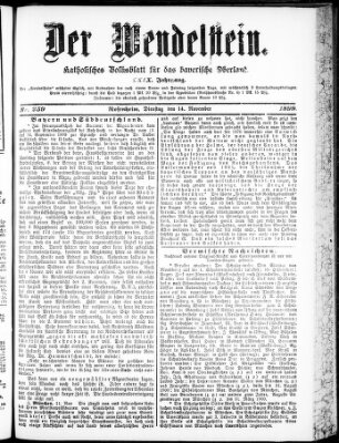 Wendelstein Dienstag 14. November 1899