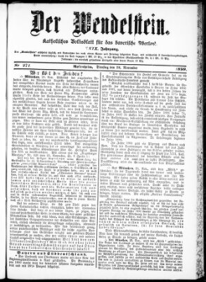 Wendelstein Dienstag 28. November 1899