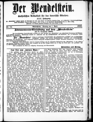 Wendelstein Sonntag 1. April 1900