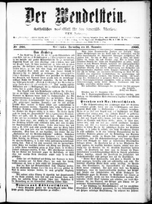 Wendelstein Donnerstag 22. November 1900