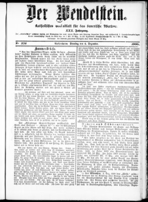 Wendelstein Dienstag 4. Dezember 1900