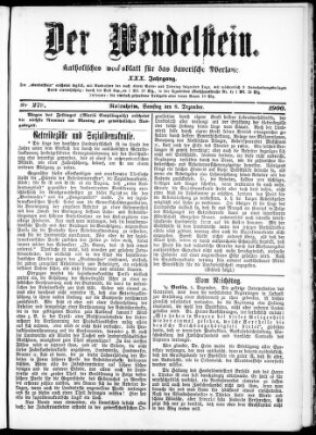 Wendelstein Samstag 8. Dezember 1900