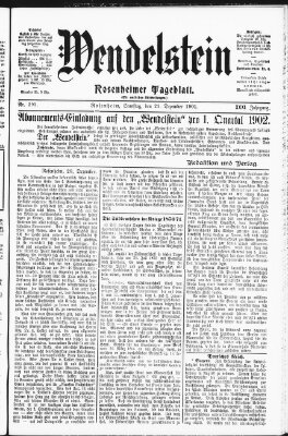 Wendelstein Samstag 21. Dezember 1901