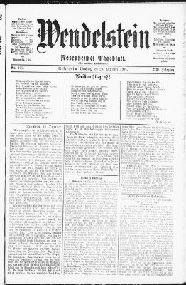 Wendelstein Dienstag 24. Dezember 1901