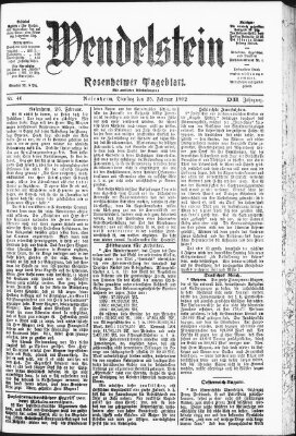 Wendelstein Dienstag 25. Februar 1902