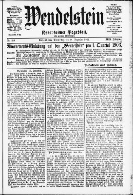 Wendelstein Donnerstag 18. Dezember 1902