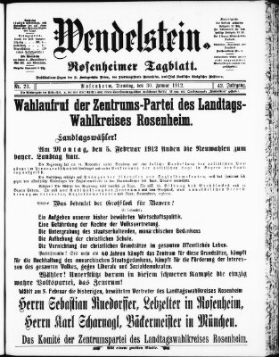 Wendelstein Dienstag 30. Januar 1912