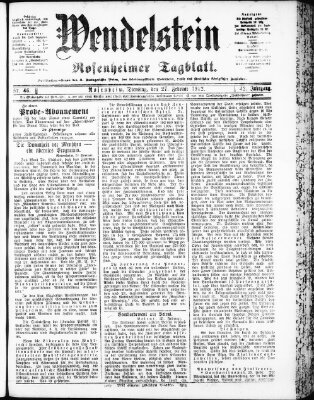 Wendelstein Dienstag 27. Februar 1912