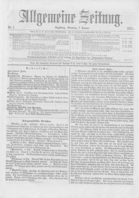 Allgemeine Zeitung Sonntag 1. Januar 1871