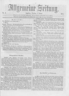 Allgemeine Zeitung Dienstag 3. Januar 1871