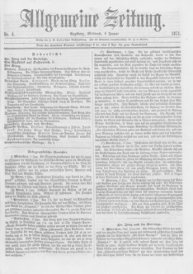 Allgemeine Zeitung Mittwoch 4. Januar 1871