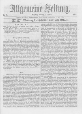 Allgemeine Zeitung Montag 9. Januar 1871