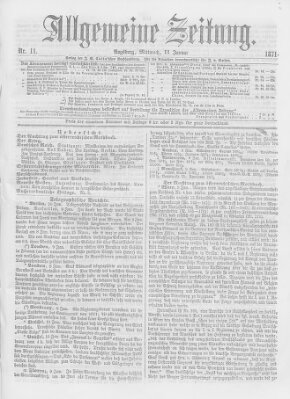 Allgemeine Zeitung Mittwoch 11. Januar 1871