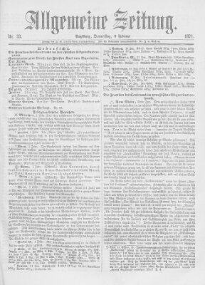 Allgemeine Zeitung Donnerstag 2. Februar 1871