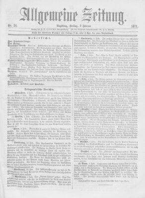 Allgemeine Zeitung Freitag 3. Februar 1871