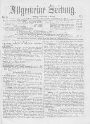 Allgemeine Zeitung Samstag 4. Februar 1871