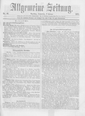 Allgemeine Zeitung Donnerstag 9. Februar 1871