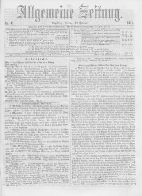 Allgemeine Zeitung Freitag 10. Februar 1871