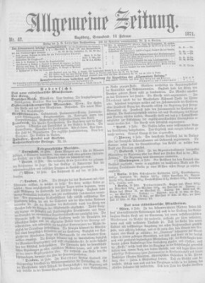 Allgemeine Zeitung Samstag 11. Februar 1871