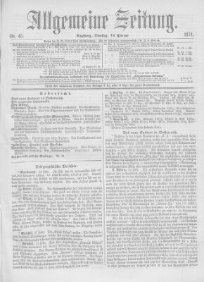 Allgemeine Zeitung Dienstag 14. Februar 1871