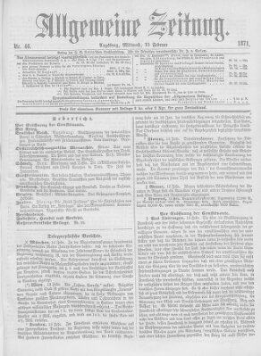 Allgemeine Zeitung Mittwoch 15. Februar 1871