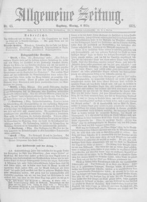 Allgemeine Zeitung Montag 6. März 1871