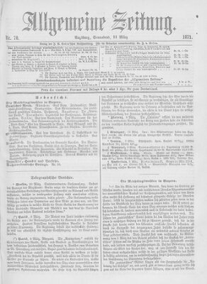 Allgemeine Zeitung Samstag 11. März 1871