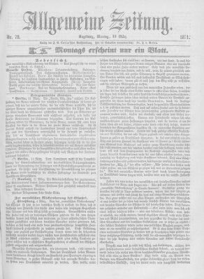 Allgemeine Zeitung Montag 13. März 1871