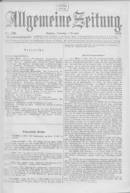 Allgemeine Zeitung Donnerstag 2. Dezember 1875