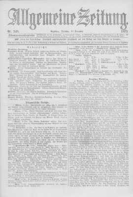 Allgemeine Zeitung Dienstag 14. Dezember 1875