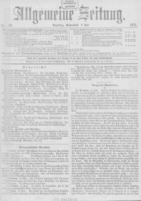 Allgemeine Zeitung Samstag 1. Juli 1871