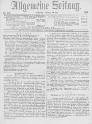 Allgemeine Zeitung Dienstag 11. Juli 1871