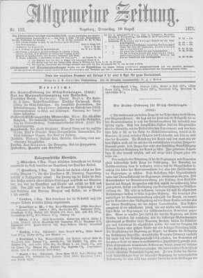 Allgemeine Zeitung Donnerstag 10. August 1871