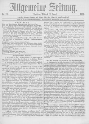 Allgemeine Zeitung Mittwoch 16. August 1871