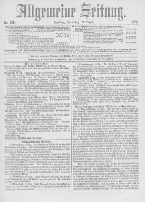 Allgemeine Zeitung Donnerstag 17. August 1871