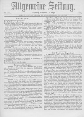 Allgemeine Zeitung Samstag 19. August 1871