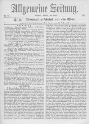 Allgemeine Zeitung Montag 21. August 1871