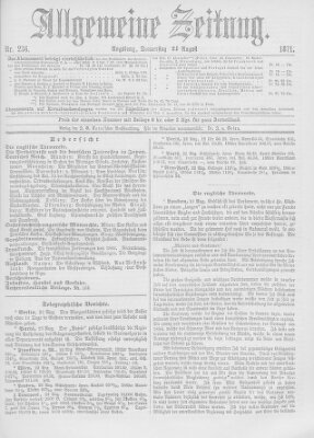 Allgemeine Zeitung Donnerstag 24. August 1871