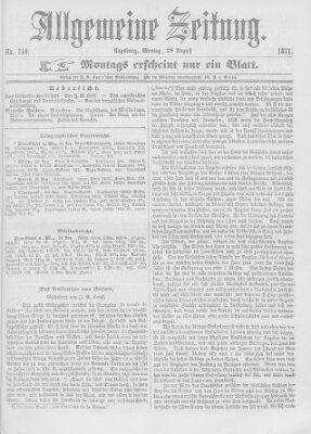 Allgemeine Zeitung Montag 28. August 1871